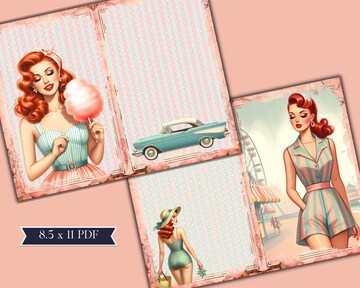 Retro Summer Junk Journal Kit | Summer Ephemera, Fussy Cuts, Tags | Vintage 1950s Clipart, Scrapbook, Craft, Beach Junk Journal