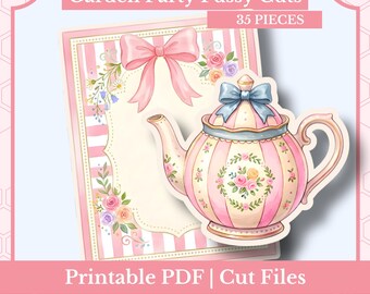 Garden Party Fussy Cut Bundle | Pretty Junk Journal Ephemera | PDF, PNG, Cut Files for Scrapbooking & Collage