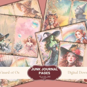 24 Printable Wizard of Oz Junk Journal Pages | Dorothy, Wicked Witch | Collage Papers, Printable Scrapbook, Paper Craft, Digital Download