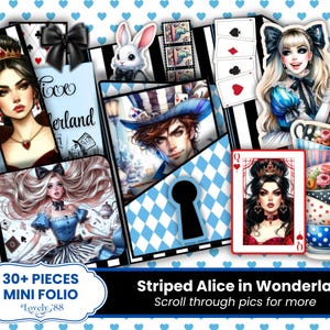 Alice au pays des merveilles folio | Journal indésirable d'Alice au pays des merveilles | Chargement, documents éphémères, coupes délicates, pochettes, mini-folio