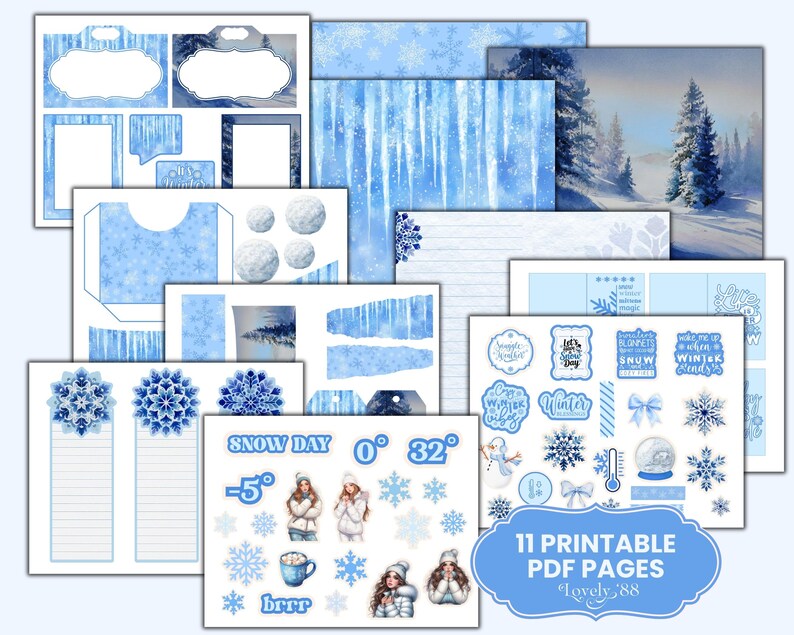 Winter Junk Journal Kit | Snow Ephemera Grab Bag, Tags, Papers, Fussy ...