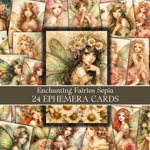 Cartões ATC de diário de fadas encantadoras para impressão | Fadas, caprichosas, fantasia, floresta para baixar | Cartão de bolso digital, cartão de diário