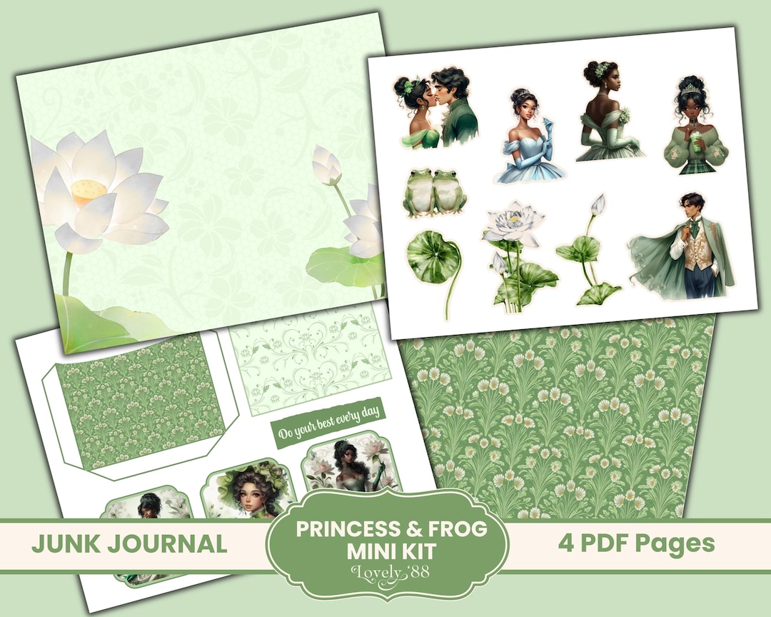 Princess and the Frog Junk Journal Mini Kit | Papers, Fussy Cuts, Tags ...