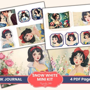 Schneewittchen Junk Journal Kit Kit | Schneewittchen Papiere, Fussy Schnitte, Tags, Collage Sheets | Märchenprinzessin Junk Journal