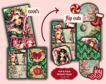 Christmas Junk Journal Kit | Christmas Folio | Loaded Pocket | Christmas Fairies | Christmas junk journal folio kits