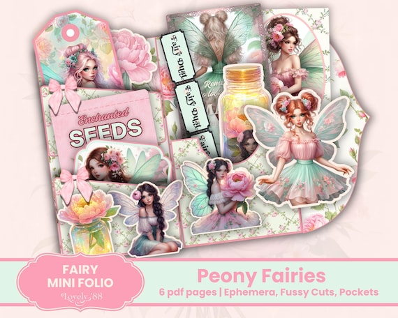 Fairy Folio | Fairy Junk Journal Kit | Spring Fairy Junk Journal Folio | Mini-Folio | Spring Folio | Shabby Chic, Fairie, Fantasy