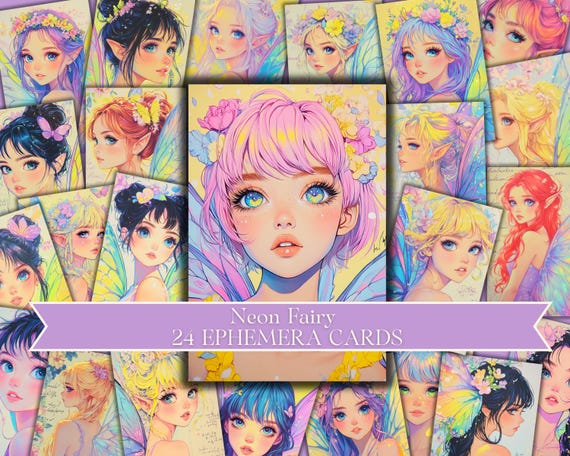 Fairy ATC Cards | Fairy Junk Journal | Fairy Ephemera Cards, 2.5 x 3.5 | Fantasy Graphic, Fantasy Art Card, Artist Trading Card