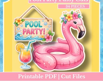 Summer Pool Party Fussy Cut Bundle | Summer Junk Journal Ephemera | PDF, PNG, Cut Files for Scrapbooking & Collage