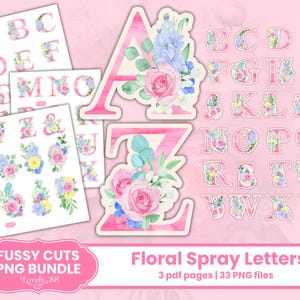 Buchstabe FUSSY SCHNITTE | Clipart Buchstabe | Blumen Buchstabe PNG | Cricut | Alphabet-Grafiken | Druckbares Alphabet | Alphabet Ephemera