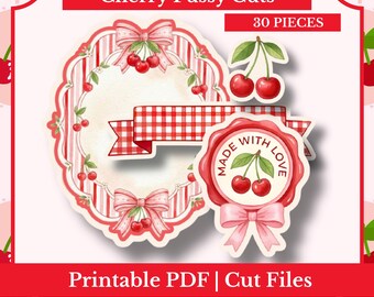Cherry Fussy Cut Bundle | Cherry Junk Journal Ephemera | PDF, PNG, Cut Files for Scrapbooking & Collage
