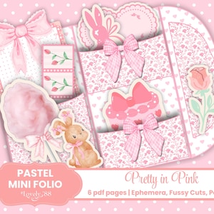 Pink Mini Folio | Simple Junk Journal Kit | Spring Folio | Coquette Junk Journal | Pink Junk Journal | Light Pink ephemera, fussy cuts