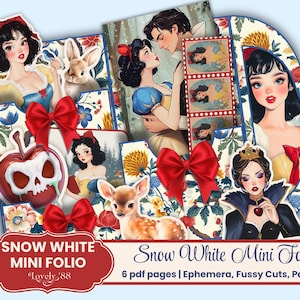 Snow White Folio / Snow White Junk Journal / Ephemera da favola, Fussy Cuts, Tasche, Mini-folio, Princess Junk Journal