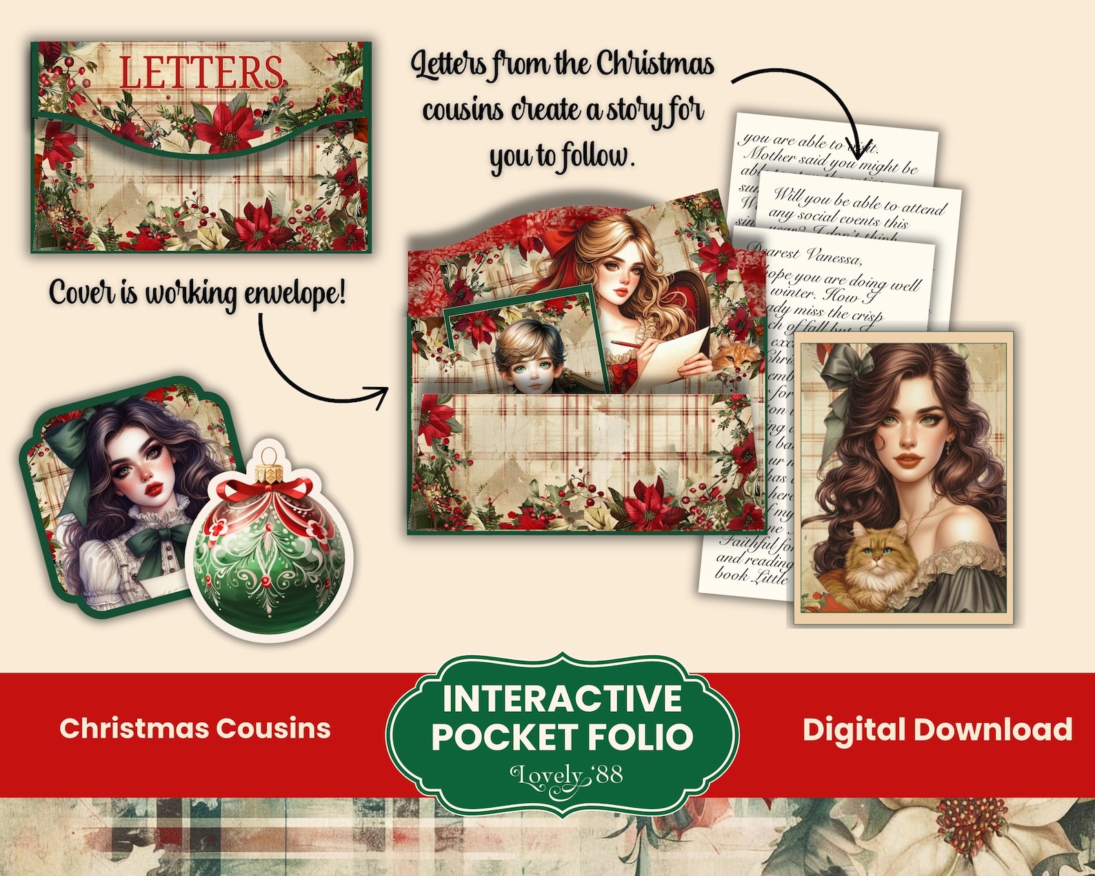 Victorian Christmas Junk Journal Kit | Printable Christmas Folio ...