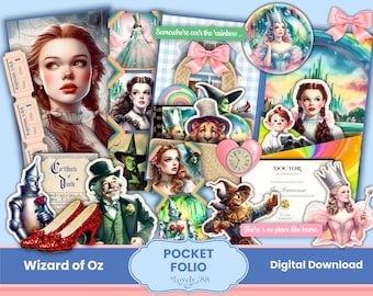 Wizard of Oz Folio | Wizard of Oz Junk Journal Kit | Wizard of Oz Ephemera, Fussy Cuts | Printable, Digital
