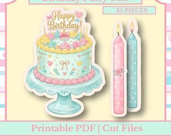 Birthday Fussy Cut Bundle | Birthday Party Junk Journal Ephemera | PDF, PNG, Cut Files for Scrapbooking & Collage