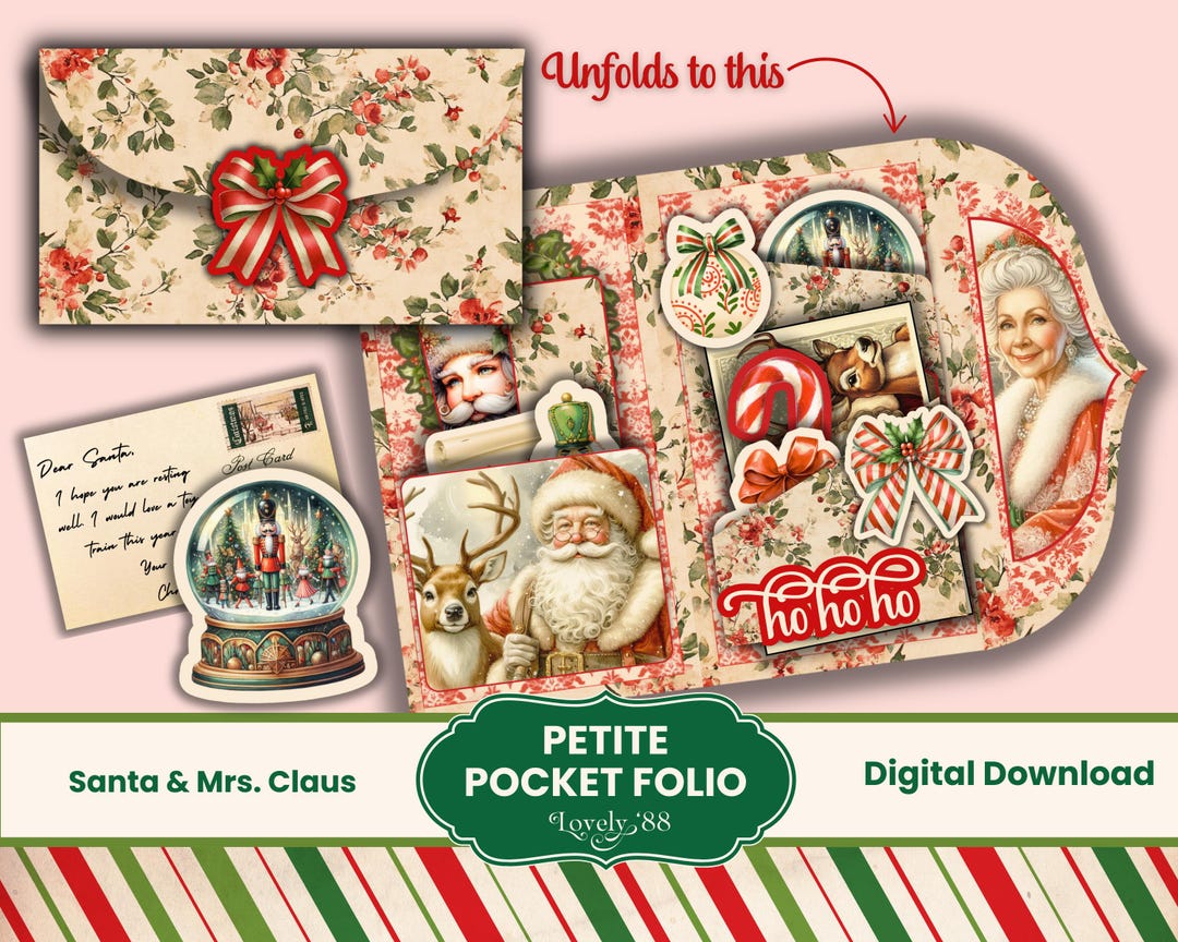 Christmas Folio | Santa Junk Journal Kit | Christmas Ephemera Fussy ...