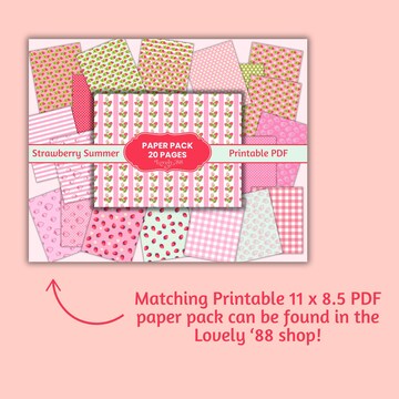 20 Strawberry Digital Papers | Seamless Strawberry Papers | Commercial Use | Strawberry Background, Strawberry Scrapbook Paper, Strawberries