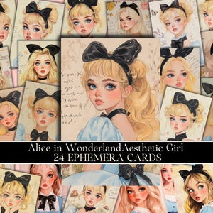 Journal indésirable d'Alice au pays des merveilles | Cartes ATC | Aquarelle Alice, Shabby Chic | Papiers imprimables Alice Junk Journal
