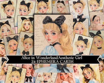 Alice in Wonderland Junk Journal | ATC Cards | Watercolor Alice, Shabby Chic | Alice Junk Journal Printables