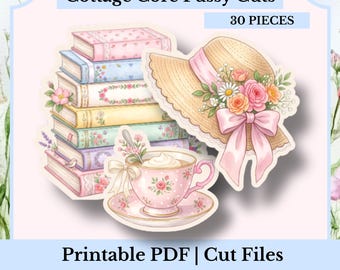 Cottagecore Fussy Cut Bundle | Cottage Core Junk Journal Ephemera | PDF, PNG, Cut Files for Scrapbooking & Collage | Digital Ephemera Bundle