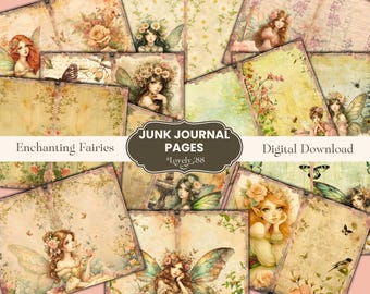 Fairy Junk Journal Pages | Fairies, Whimsical, Fantasy, Forest | Collage Papers, Printable Scrapbook, Fairy Digital Paper
