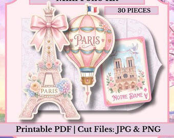 Paris Mini Folio | Paris Junk Journal Ephemera | PDF, PNG, Cut Files