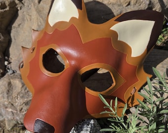 Handmade Leather Fox Mask