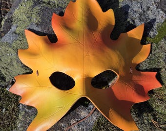Handmade Maple Leaf Leather Mask (Large)