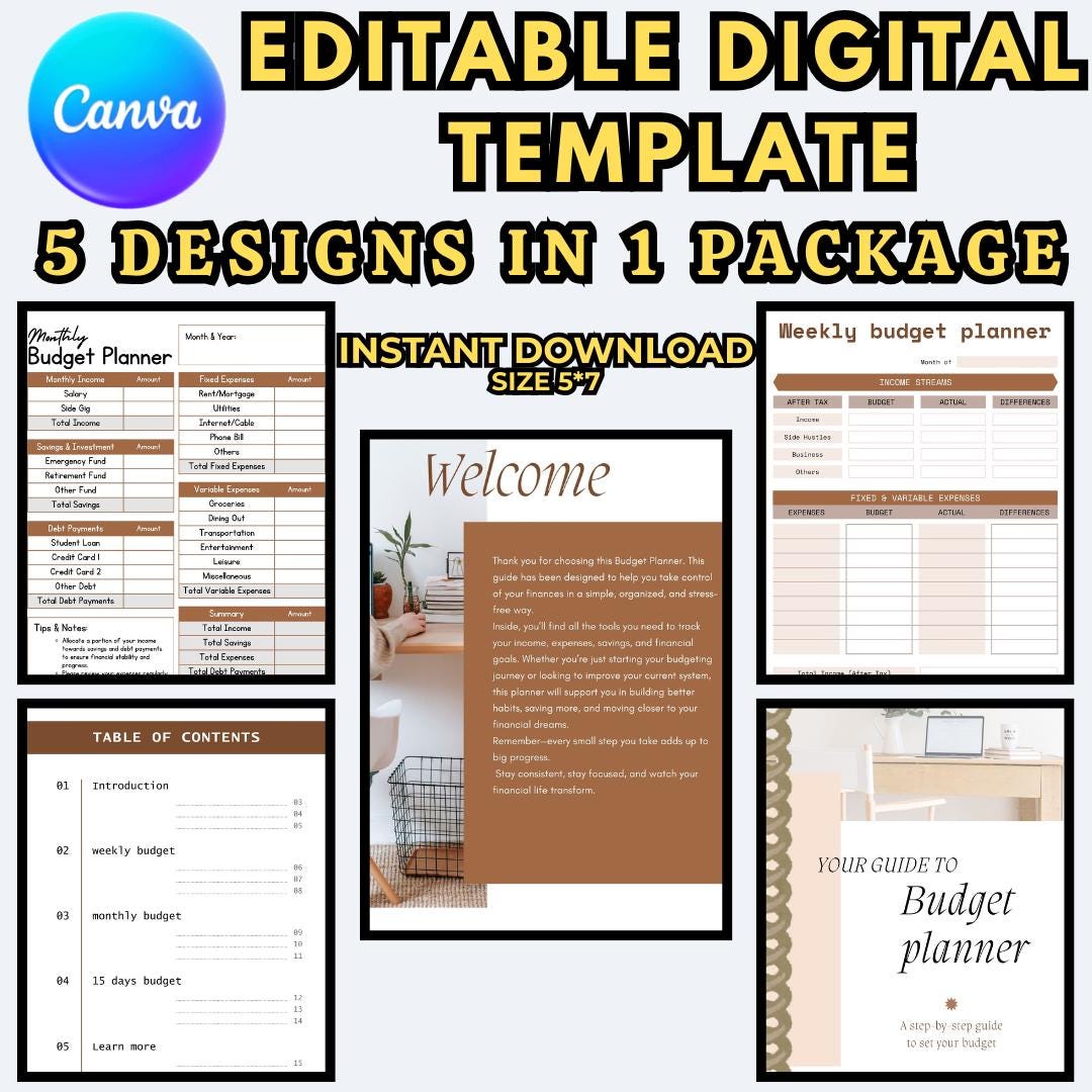 Editable Budget Planner Bundle - Finance Tracker, Printable PDF ...