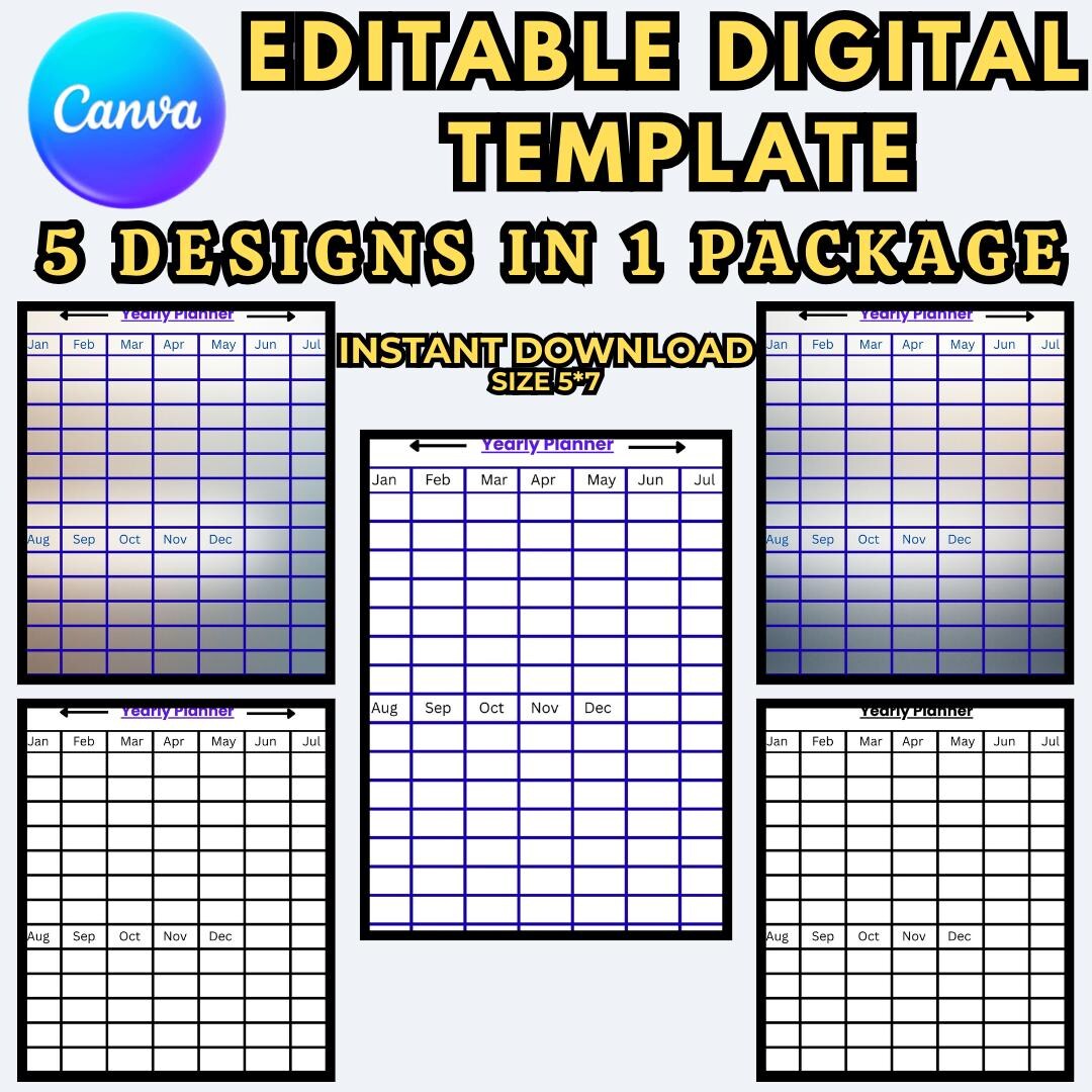 Editable Yearly Overview - Monthly Events Tracker - Printable Annual ...