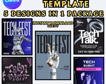 Cybersecurity Instagram Template Bundle – Tech Event Flyers (Digital Download)