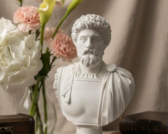 Busto de Marco Aurelio – Estatua del filósofo estoico, éxito de ventas, escultura impresa en 3D en blanco, decoración clásica para el hogar y la oficina, regalo para pensadores.