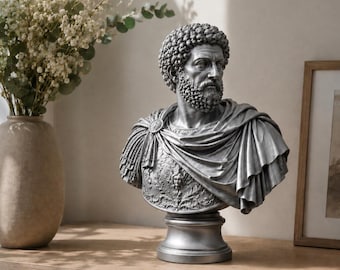 Busto de Marco Aurelio – Estatua del filósofo estoico, éxito de ventas, escultura impresa en 3D en blanco, decoración clásica para el hogar y la oficina, regalo para pensadores.