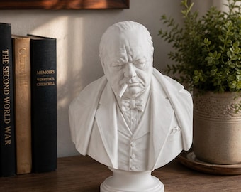 Winston Churchill Bust – 3D Printed Sculpture | Historical Leader Statue | Office & Library Decor