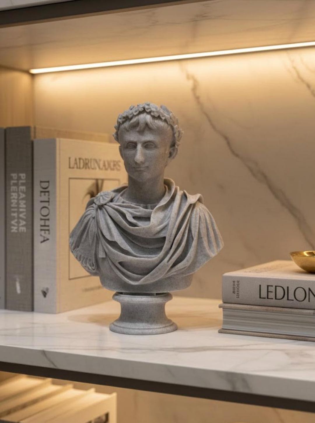 Augustus Caesar Bust – Gray Marble Sculpture, Roman Emperor Art, 3D ...