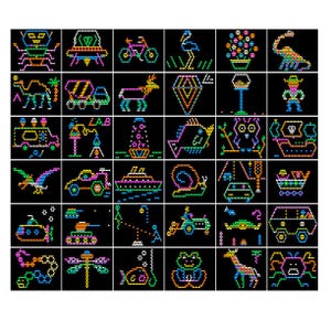 STARTER PACK #2 Paper Sheet Pattern Template Refills for Lite Brite Ultimate Classic - 36 Sheets