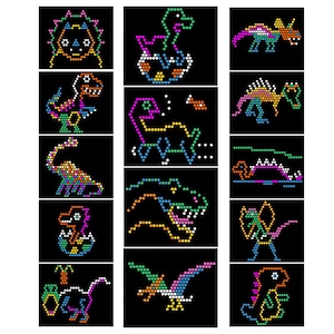 Dinosaur Theme - Template Pattern Refill Sheets for Lite Brite Ultimate Classic - 14 Pack