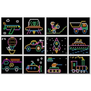 Refill Sheets, Paper Templates for Lite Brite - 12 pack - Vehicles