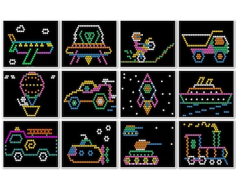 Refill Sheets, Paper Templates for Lite Brite - 12 pack - Vehicles