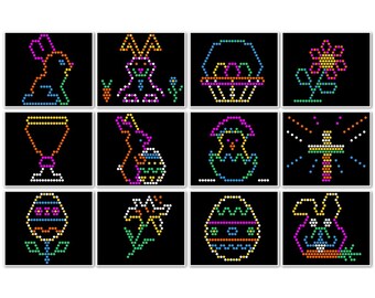 Easter Theme - Template Pattern Refill Sheets for Lite Brite - 12 Pack