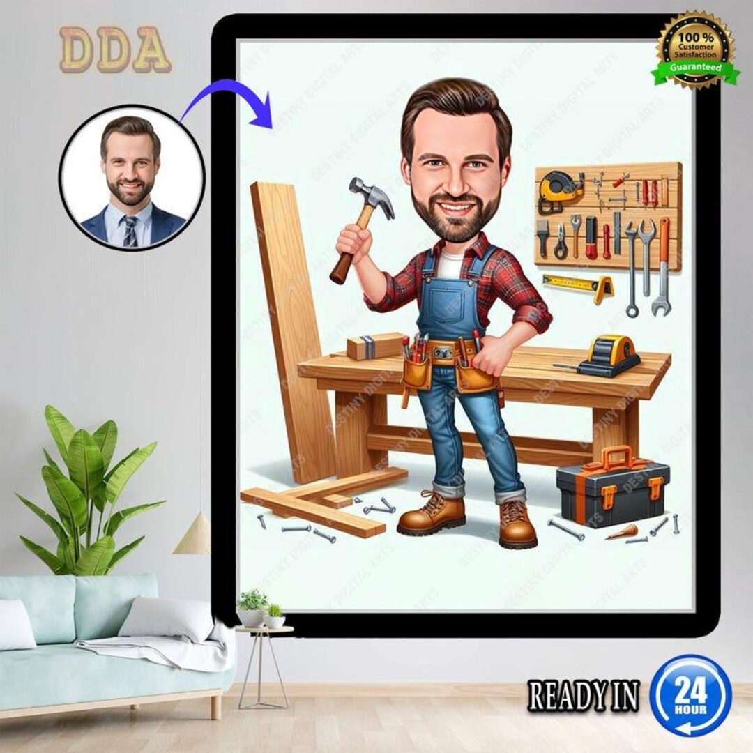 Custom Carpenter Caricature | Funny Worker Portrait | Personalized ...