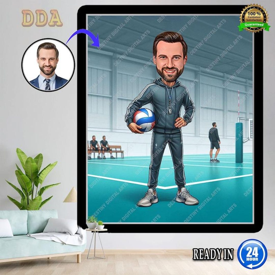 Custom Male Coach Caricature | Sports Coach Cartoon Portrait | Team ...