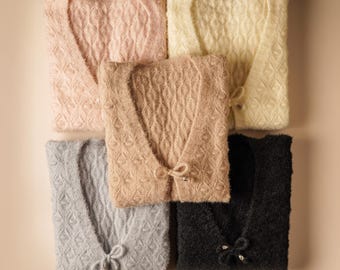 Diamond Pattern Fluffy Wool Vest | Knitted V-Neck Sweater Vest | Sleeveless Waistcoat for Women