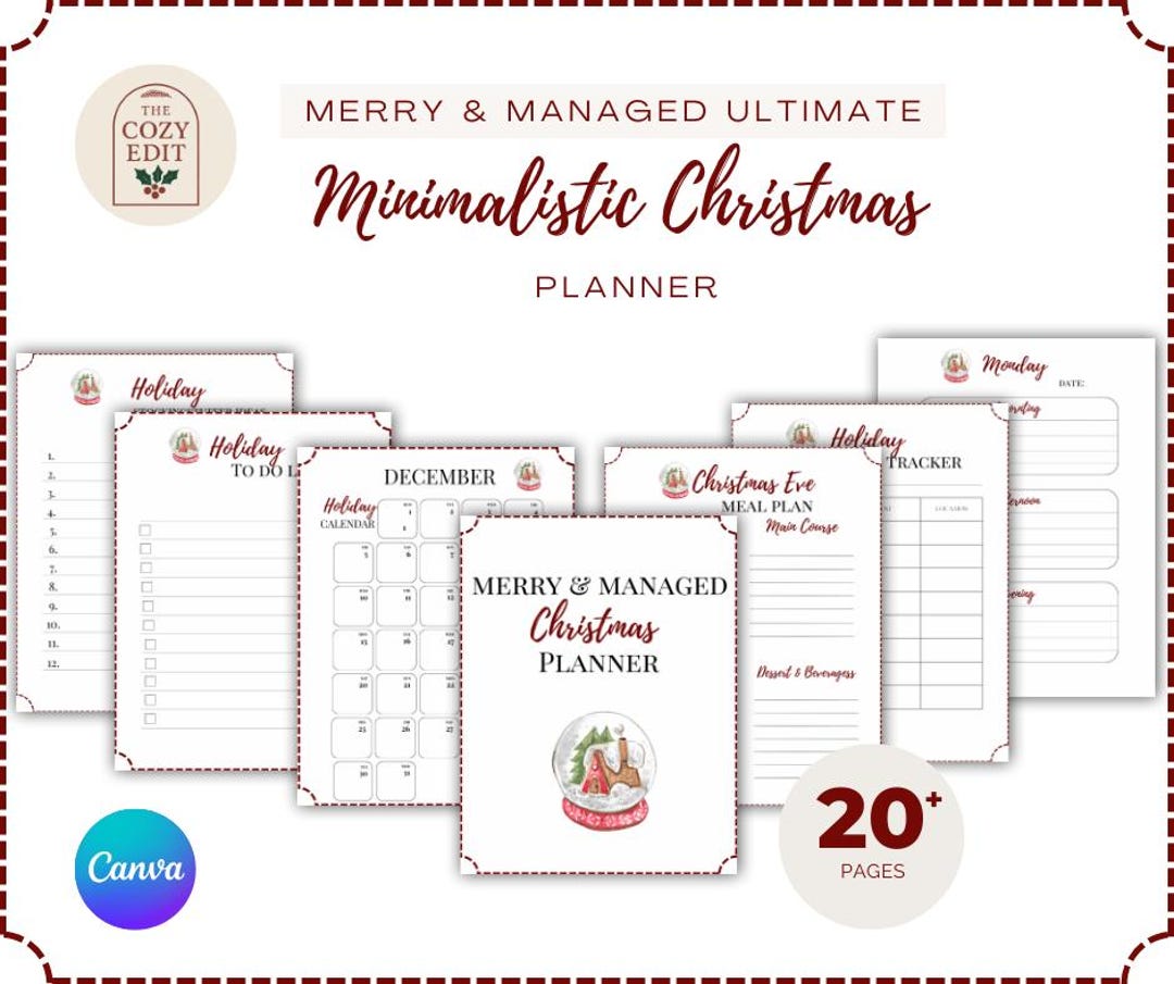 Christmas Planner Printable Bundle | Holiday Organizer PDF | Black ...