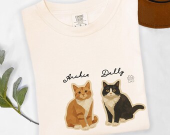 Personnalisé avec des coupures de journal, une chemise chat de la photo, un sweat-shirt pour chien personnalisé, une chemise avec nom et photo d'animal de compagnie, un t-shirt pour amoureux des chats et des chiens, une chemise chat jour