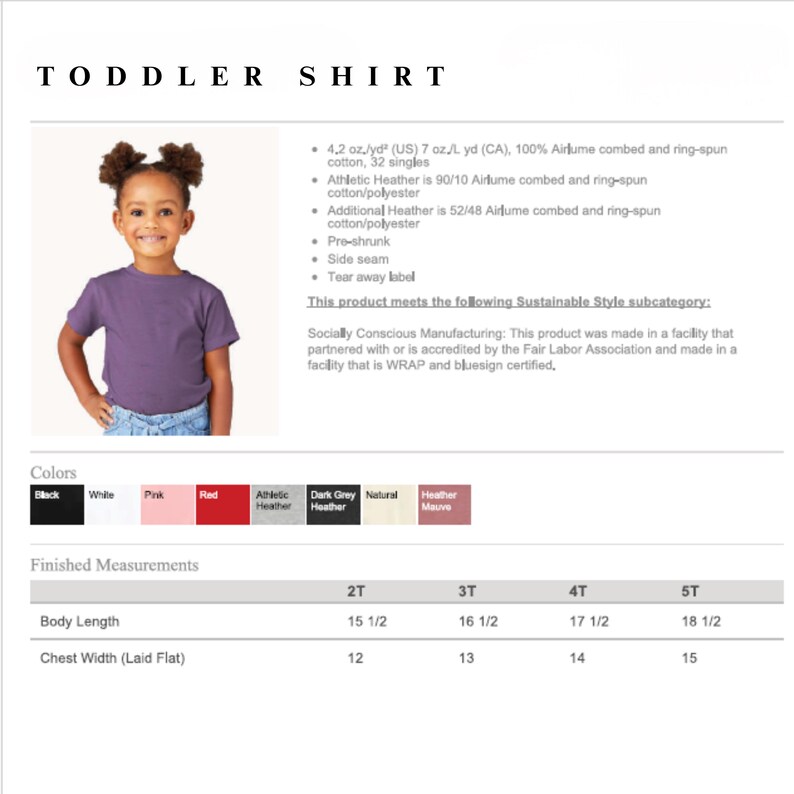 The image is a collage of two photos. The first photo features a young girl wearing a purple shirt, and the second photo shows a finished product of a toddler shirt.