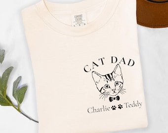 Chemise papa chien maman chat personnalisée de la photo, sweat-shirt portrait d'animal de compagnie Pixel Art, chemise papa chien personnalisée, chemise photo animal de compagnie, haut nom de chat, tee-shirt amoureux des animaux de compagnie