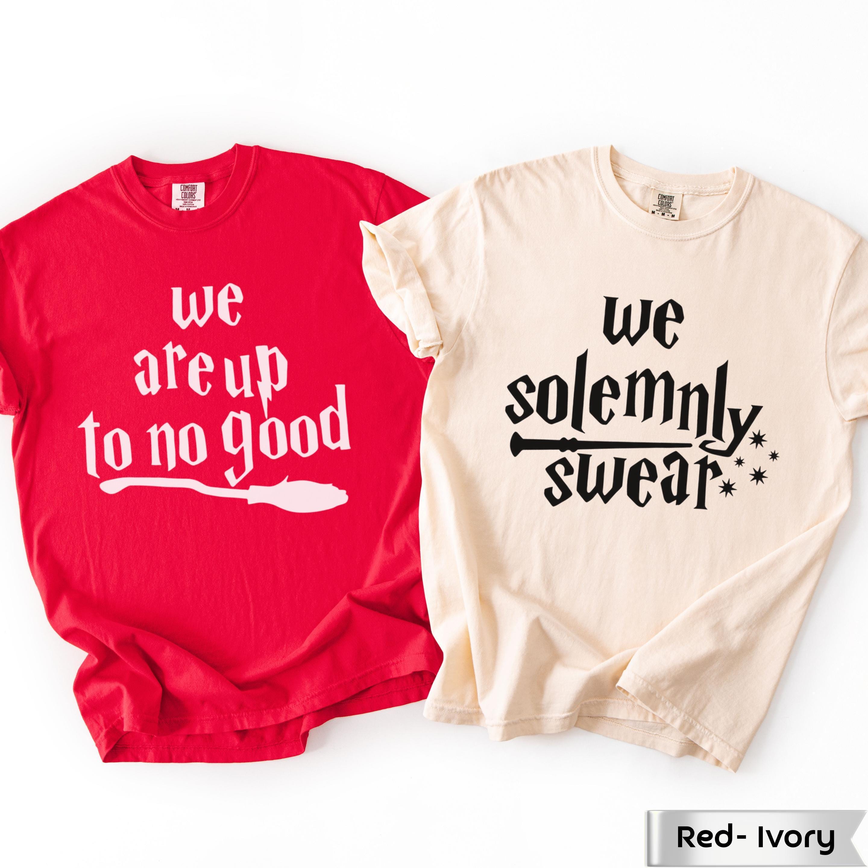Maglietta da donna con scritta I Solemnly Swear That I'm Up to No Good, design artistico, colore: bianco, bianco, S