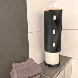 STL-fil för 3D-utskrift: Modulär toalettpappershållare "PAPER-TOWER" | Moderna badrumstillbehör för 3D-utskrift | 4K3DStore