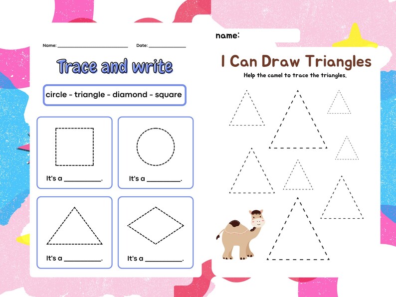 Good Triangle Tracing Shapes Activity Bundle | Tracing, Coloring, Cutting (printable) - Etsy